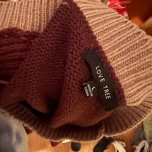 Love Tree Knit Scarf in Brown and Purple